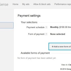 Google Adsense Payments Settings Page