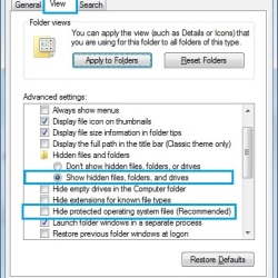 Unhide Protected Operating System Files